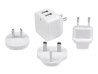 StarTech.com Chargeur mural USB à 2 ports - Haute puissance 17W / 3,4A - Chargeur de voyage international - Adaptateur secteur USB - Blanc - Adaptateur secteur - 17 Watt - 3.4 A - 2 connecteurs de sortie (USB) - blanc - pour P/N: USBLT1MWS, USBLT2MBR, USBLT2MW, USBLT30CMW, USBLTM1MBK, USBLTM1MWH, VID2VGATV3 USB2PACWH