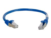 C2G Cat6a Booted Shielded (STP) Network Patch Cable - Cordon de raccordement - RJ-45 (M) pour RJ-45 (M) - 30 m - STP - CAT 6a - moulé, sans crochet, bloqué - bleu 89930