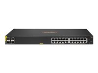 HPE Aruba 6100 24G Class4 PoE 4SFP+ - Commutateur - Géré - 24 x 10/100/1000 + 4 x 1 Gigabit / 10 Gigabit SFP+ - flux d'air côte à côte - Montable sur rack - PoE+ (370 W) JL677A#ABB