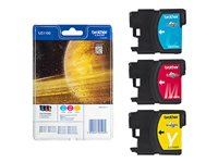 Brother LC1100RBWBP - Jaune, cyan, magenta - original - blister - cartouche d'encre - pour Brother DCP-185, 385, 395, J715, MFC-490, 5490, 5890, 5895, 6890, 790, 795, 990, J615 LC1100RBWBP