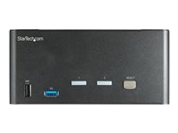 StarTech.com Commutateur KVM DisplayPort 2 Ports pour 3 Moniteurs - 4K 60Hz UHD HDR - KVM de Bureau DP 1.2 avec Hub USB 3.0 2 Ports (5Gbps) et 4 Ports USB 2.0 HID, audio - TAA (SV231TDPU34K) - Commutateur écran-clavier-souris/audio - 2 x KVM / audio - de bureau - Conformité TAA SV231TDPU34K