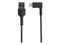 StarTech.com Câble USB-A vers Lightning Noir Robuste 1m Coudé à 90° - Câble de Charge/Synchronisation USB Type A vers Lightning en Fibre Aramide Résistante - Apple MFi - iPhone (RUSBLTMM1MBR) - Câble Lightning - Lightning mâle incliné pour USB mâle - 1 m - double blindage - noir RUSBLTMM1MBR