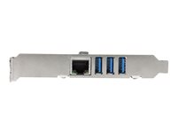 StarTech.com Carte PCI Express à 3 ports USB 3.0 et 1 port Gigabit Ethernet avec UASP - Adaptateur PCIe 3x USB 1x GbE - Adaptateur USB / réseau - PCIe 2.0 profil bas - USB 3.0 x 3 + 1000Base-T x 1 PEXUSB3S3GE